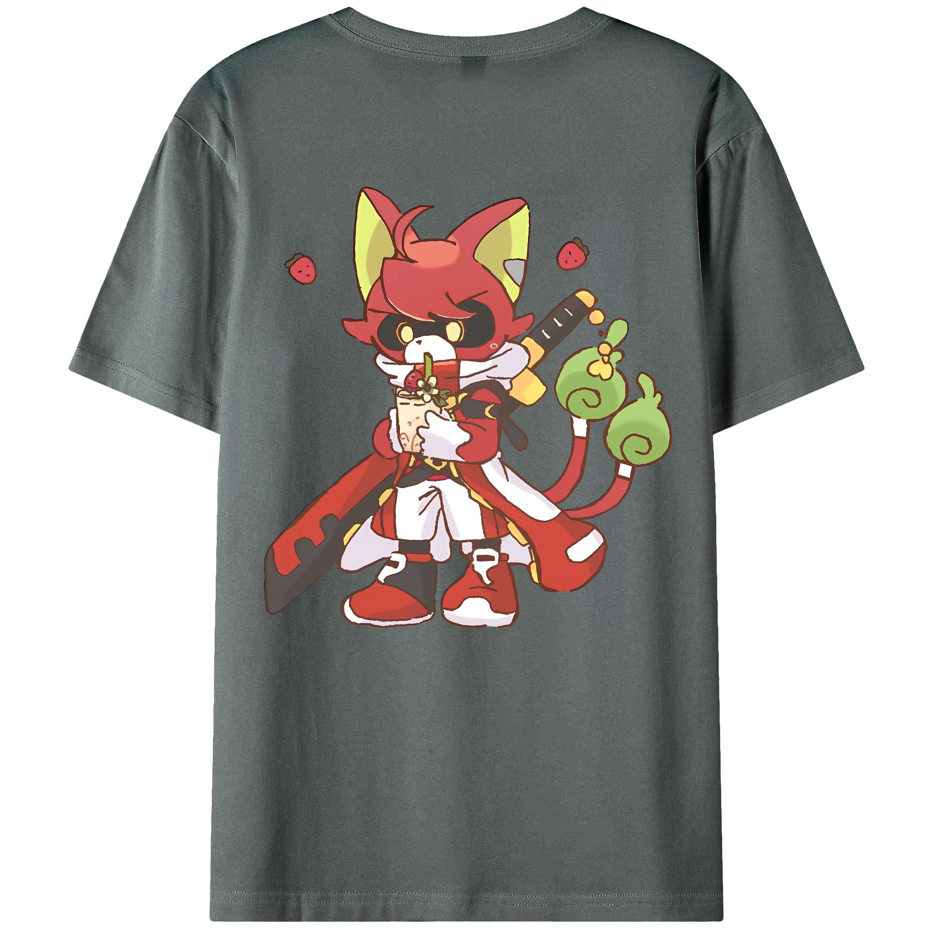 （画像用） 妖怪ウォッチ Yo-kai Watch 綿100％ メンズ半袖Tシャツ（バックプリント） 通気性